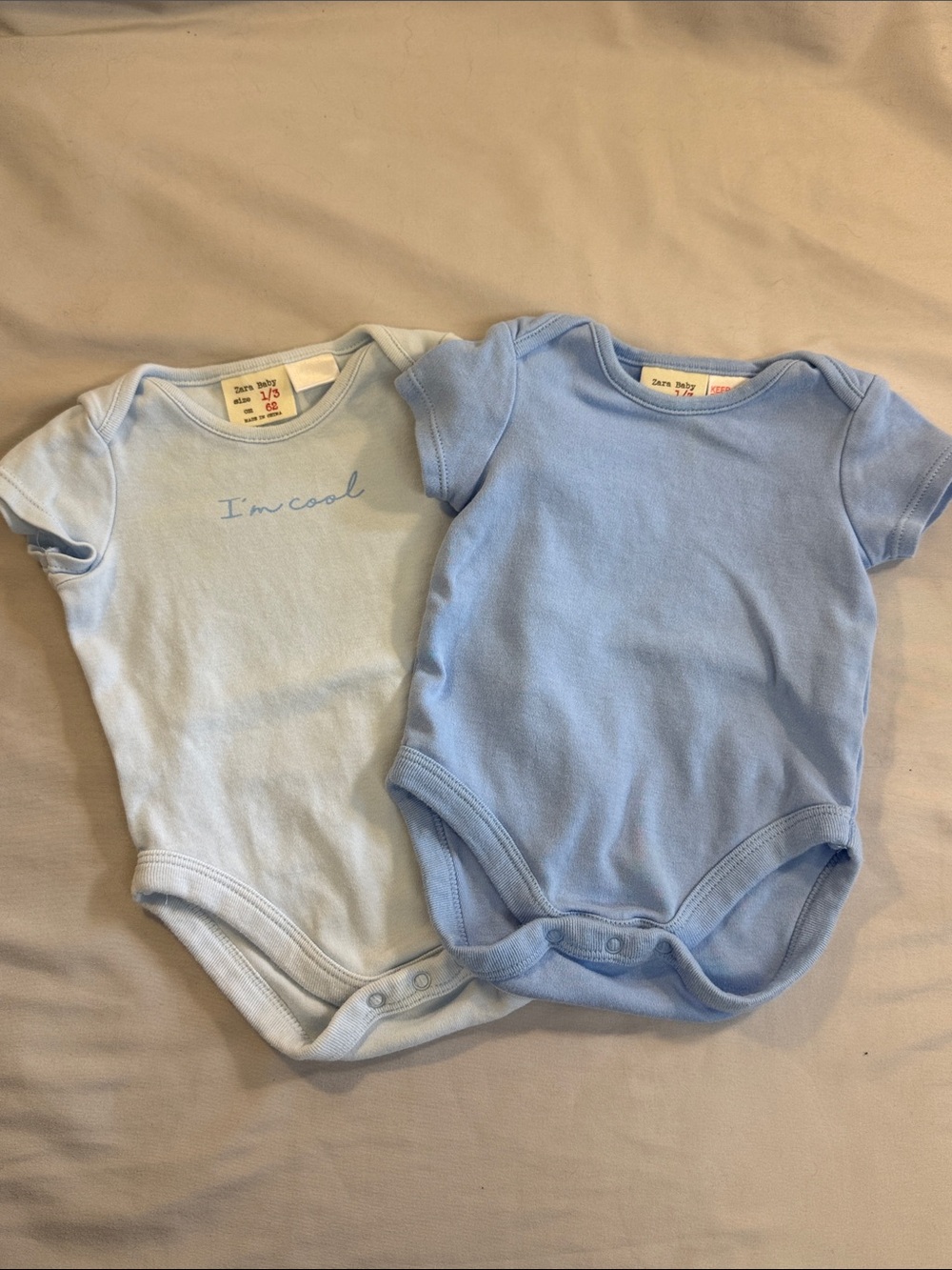 Zara Pale Blue & Sky Blue Short-Sleeve Baby Bodysuits